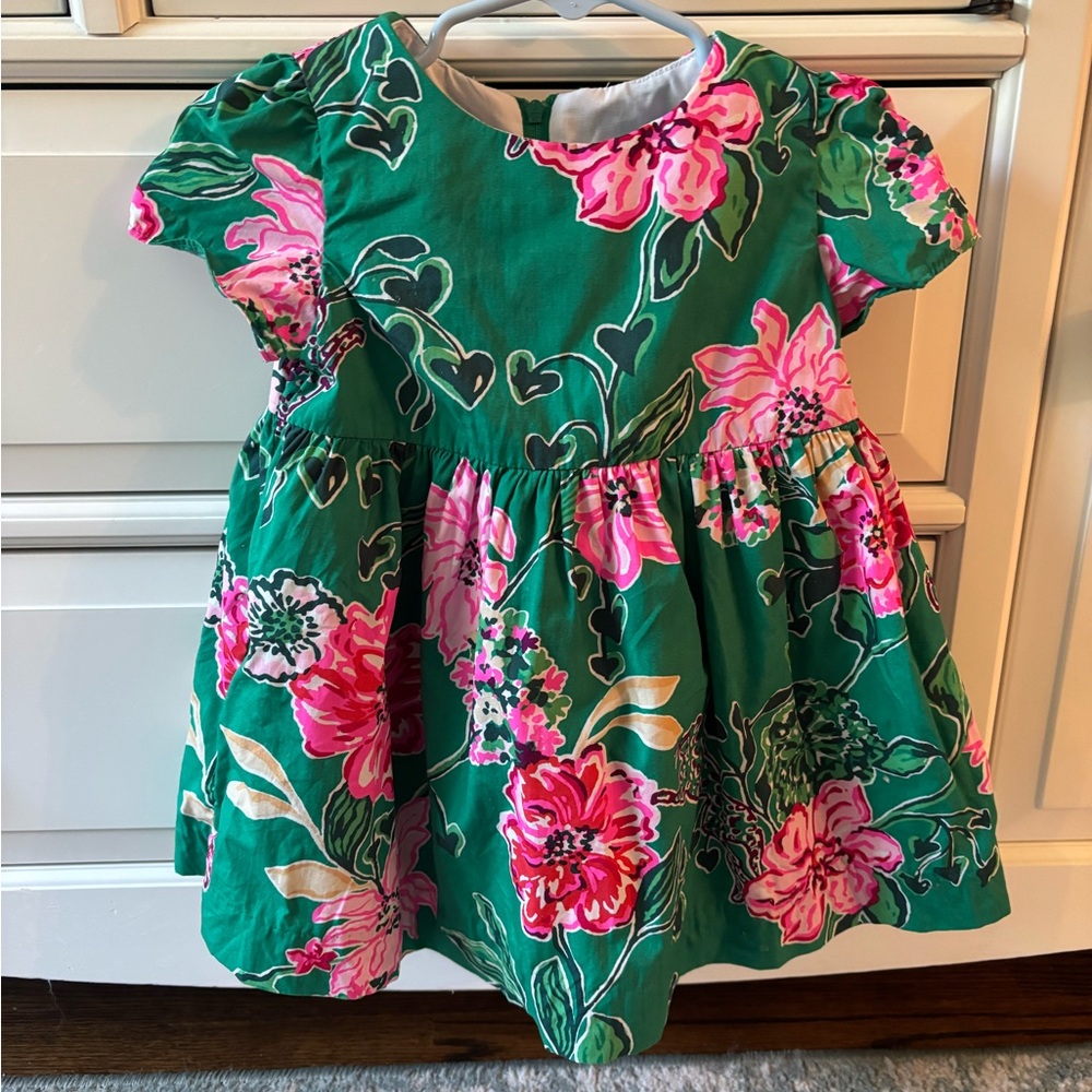 Lilly Pulitzer Green and Pink Floral Kids Dress